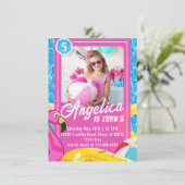 Doll Roze Mode Zwembad Verjaardagsuitnodiging Kaart (Staand voorkant)