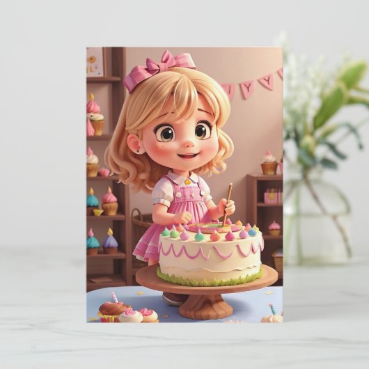 Doll thema verjaardag uitnodiging (Staand voorkant)