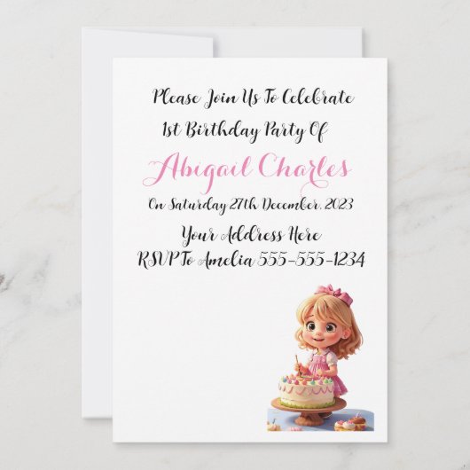 Doll thema verjaardag uitnodiging (Achterkant)