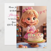 Doll thema verjaardag uitnodiging (Voorkant / Achterkant)