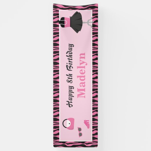 Doll Up Mode Show Meisjes Verjaardagsfeestje Banne Spandoek (Verticaal)