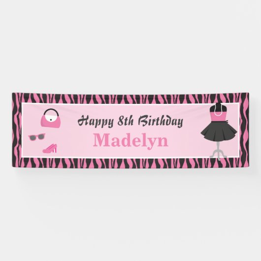 Doll Up Mode Show Meisjes Verjaardagsfeestje Banne Spandoek (Horizontaal)