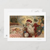 Doll van de Holding van de kerstman, het Meisje Feestdagenkaart (Voorkant / Achterkant)