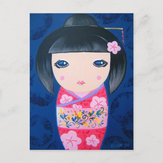 Doll van Kokeshi - Harumi Briefkaart (Voorkant)