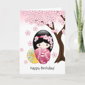 Doll van Kokeshi van de lente - de Japanse Kaart (Voorkant)