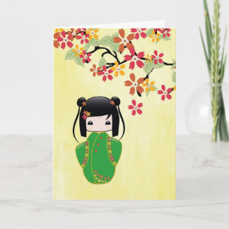 Doll van Kokeshi van Sakura, Wenskaart Kaart