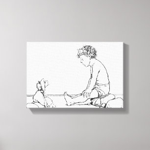 Doll van viskoppen canvas afdruk