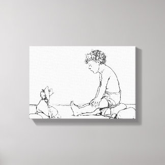 Doll van viskoppen canvas afdruk