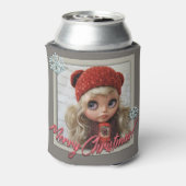 Doll ,voor kerstmis , kerst , nieuw jaar blikjeskoeler (Blikje Achterkant)