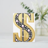 Dollair symbool in diamant 2 briefkaart (Staand voorkant)