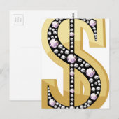 Dollair symbool in diamant 2 briefkaart (Voorkant / Achterkant)