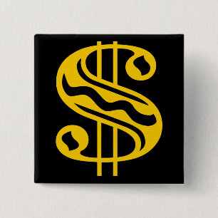 Dollar — Amber Vierkante Button 5,1 Cm