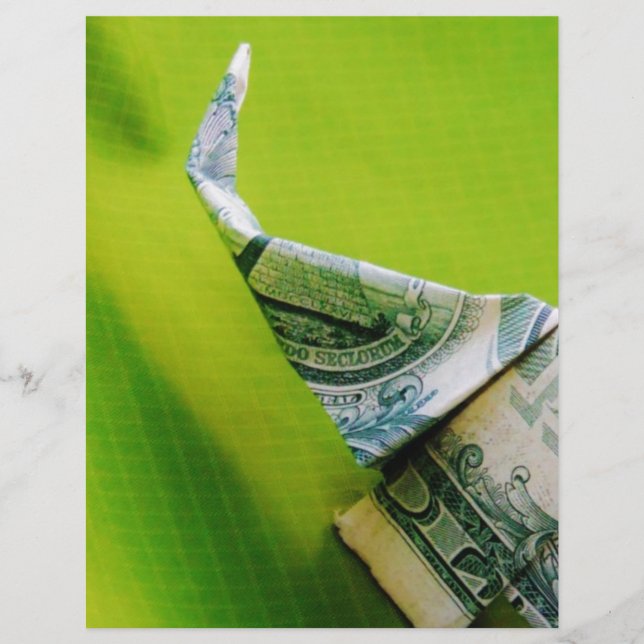 Dollar bill origami Elephant on Green background (Voorkant)