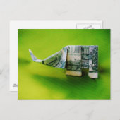 Dollar bill origami Elephant on Green background Briefkaart (Voorkant / Achterkant)