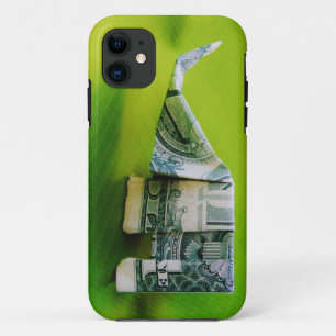 Dollar bill origami Elephant on Green background Case-Mate iPhone Case