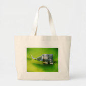 Dollar bill origami Elephant on Green background Grote Tote Bag (Voorkant)