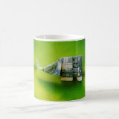 Dollar bill origami Elephant on Green background Koffiemok (Center)