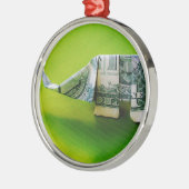 Dollar bill origami Elephant on Green background Metalen Ornament (Links)