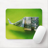 Dollar bill origami Elephant on Green background Muismat (Met muis)