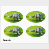 Dollar bill origami Elephant on Green background Ovale Sticker (Vel)