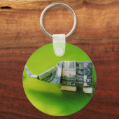 Dollar bill origami Elephant on Green background Sleutelhanger (Voorkant)