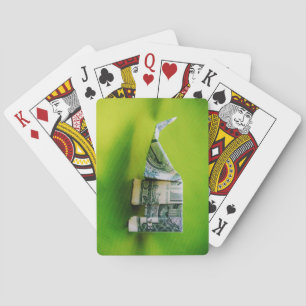 Dollar bill origami Elephant on Green background Speelkaarten