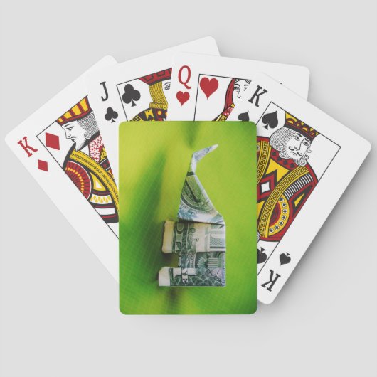 Dollar bill origami Elephant on Green background Speelkaarten (Achterkant)