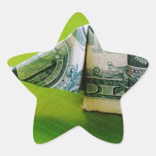 Dollar bill origami Elephant on Green background Ster Sticker