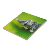 Dollar bill origami Elephant on Green background Tegeltje (Zijkant)