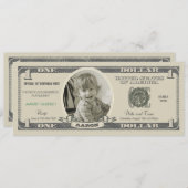 Dollar Bill Uitnodiging voor een eerste verjaardag (Voorkant / Achterkant)
