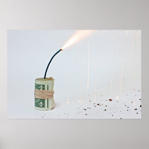 Dollar Bomb op lichte achtergrond Poster