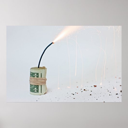 Dollar Bomb op lichte achtergrond Poster (Voorkant)