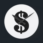 Dollar | Eenvoudig potlood-alfabet Ronde Klok<br><div class="desc">Zwart dollarteken in  stencil op witte achtergrond. Klik op de knop "Aanpassen" om het ontwerp aan te passen door de gewenste kleur te kiezen en zelfs uw eigen tekst toe te voegen. Overeenkomende objecten zijn ook in voorraad.</div>