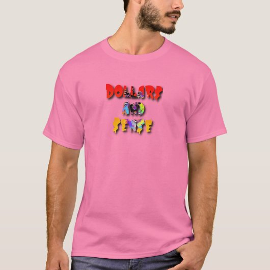 Dollar$ En $en$e Mens Roze T-shirt (Voorkant)