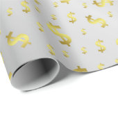 dollar,Goud, blad, bladeren, patroon, modern, Cadeaupapier (Rol Hoek)