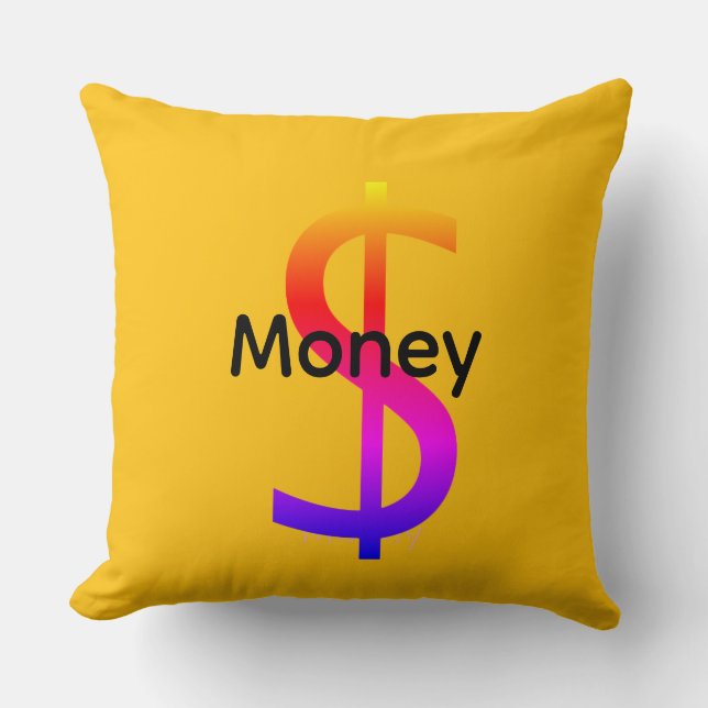 Dollar $ign Geld Logo Regenboog Geel Kussen (Voorkant)