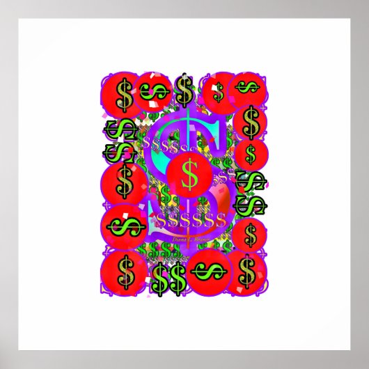 Dollar ondertekent geldvaluta Dollar Bill Thrift Poster (Voorkant)