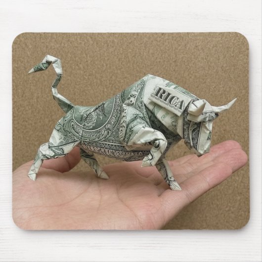 Dollar Origami Stier Muismat (Voorkant)