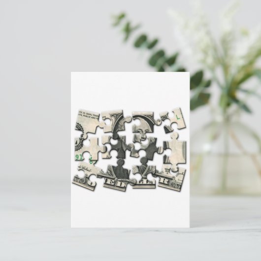 Dollar Puzzle Briefkaart (Staand voorkant)