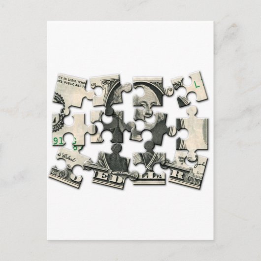 Dollar Puzzle Briefkaart (Voorkant)