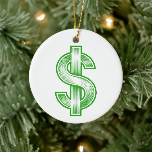 Dollar Sign Money Symbol Keramisch Ornament (Boom)