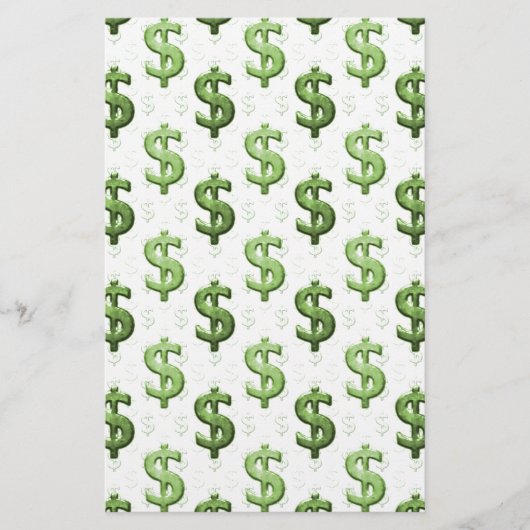 Dollar Sign Patroon Briefpapier (Voorkant)