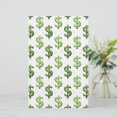Dollar Sign Patroon Briefpapier (Staand voorkant)