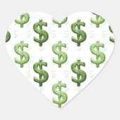 Dollar Sign Patroon Hart Sticker (Voorkant)