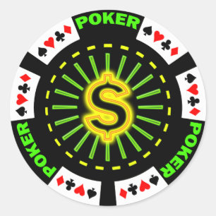 DOLLAR SIGN POKER CHIP RONDE STICKER