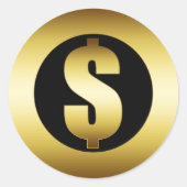 DOLLAR SIGN RONDE STICKER (Voorkant)