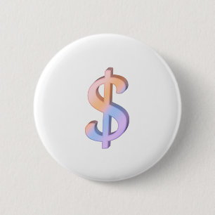 Dollar-teken 1 ronde button 5,7 cm