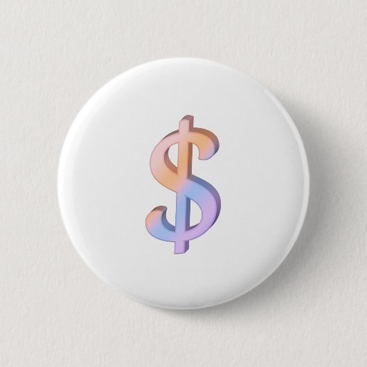 Dollar-teken 1 ronde button 5,7 cm (Voorkant)