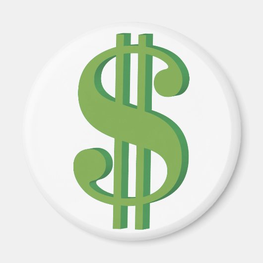 Dollar, teken, 3D Magneet (Voorkant)