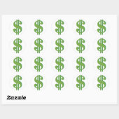 Dollar, teken, 3D Ronde Sticker (Vel)